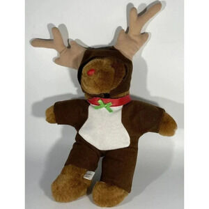 VTG Caltoy Reinbear Stuffed Animal‎ Plush Christmas Teddy Bear Reindeer 14”